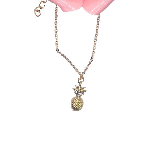 Gold Pineapple Anklet with Rhinestones - Picture 4 of 4